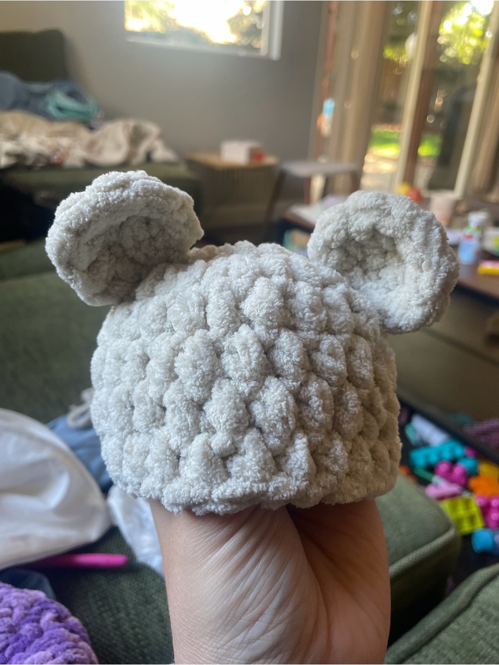 Plush Bear-Ear Baby Hat - Cream